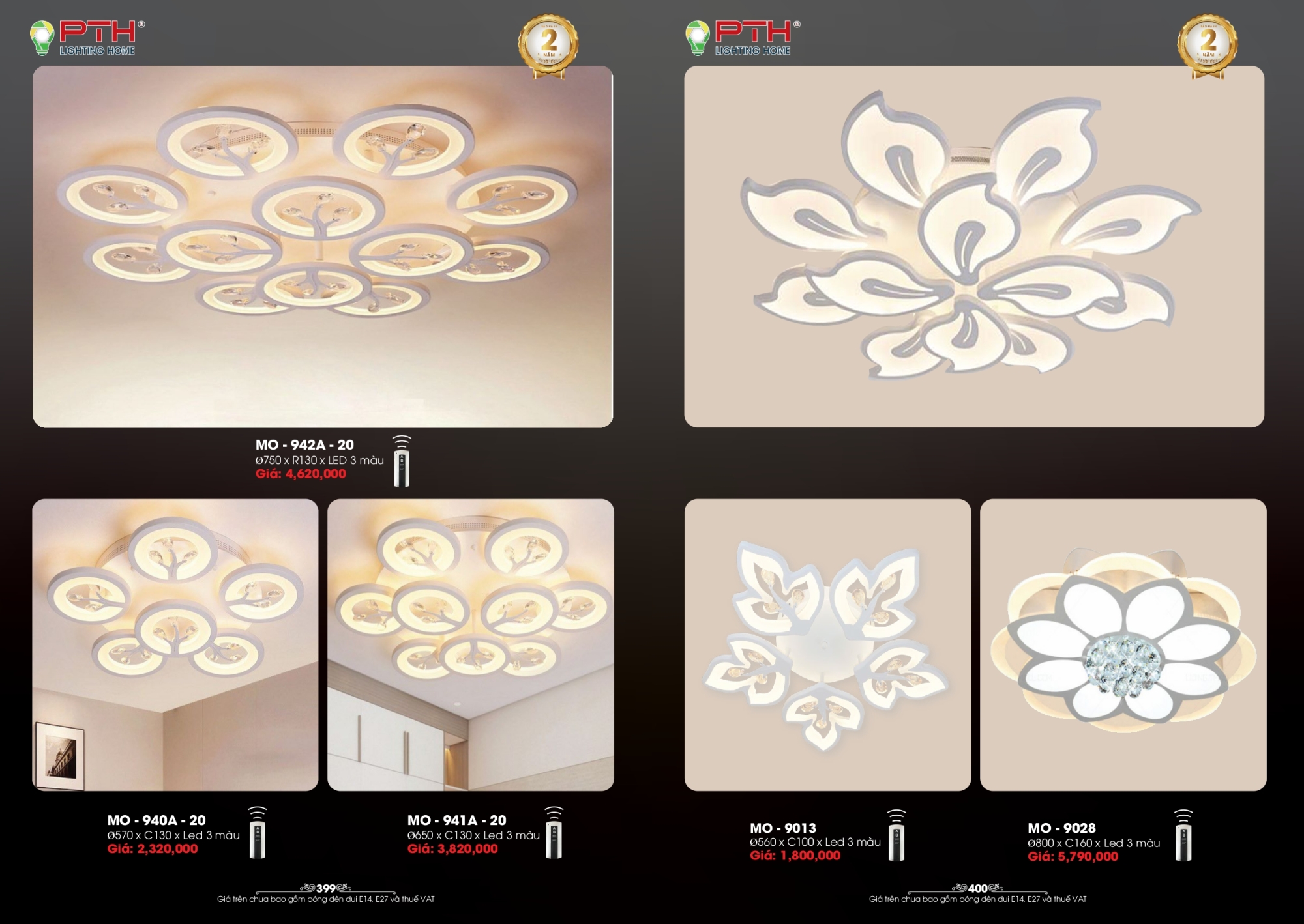 Bảng giá đèn trang trí PTH Lighting Home 2026